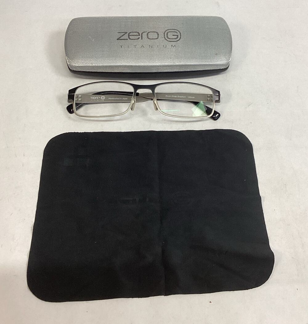 Zero G Titanium Brookville Black Silver Gradient 140mm Glasses W/ Hard Case